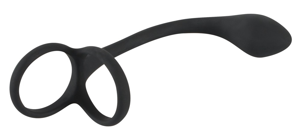 Inel Vibrator Penis Testicule Barbati Black Velvets Cock & Ball Ring with Butt Plug [1]