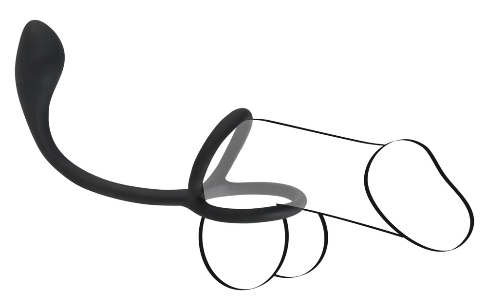 Inel Vibrator Penis Testicule Barbati Black Velvets Cock & Ball Ring with Butt Plug [5]
