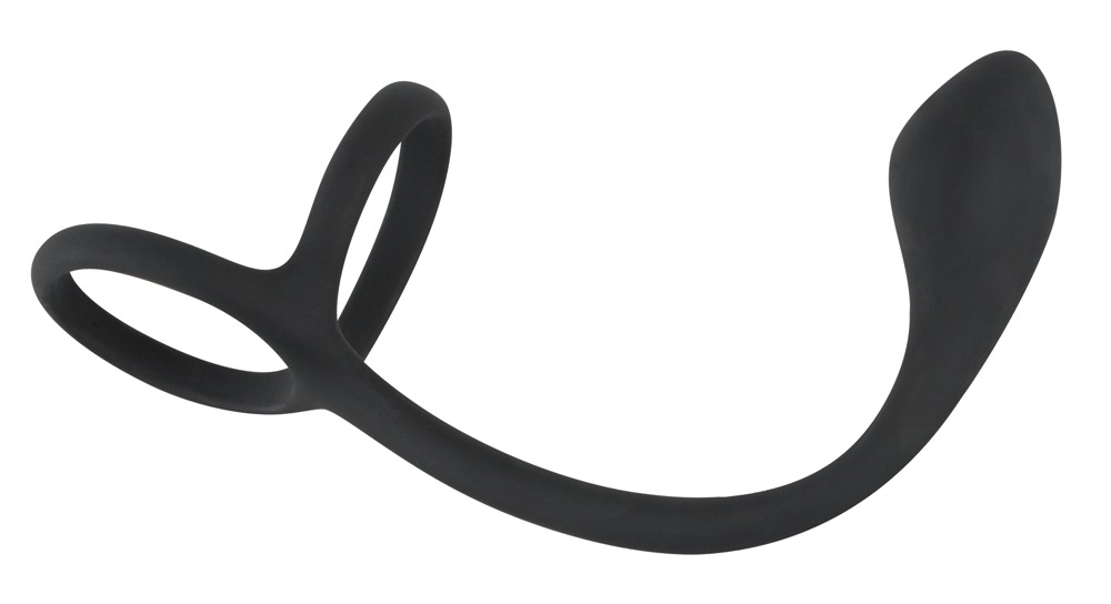 Inel Vibrator Penis Testicule Barbati Black Velvets Cock & Ball Ring with Butt Plug [2]