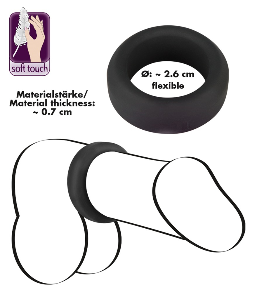 Inel Vibrator Penis Testicule Barbati Black Velvets Cock Ring Ø 2.6 cm [4]
