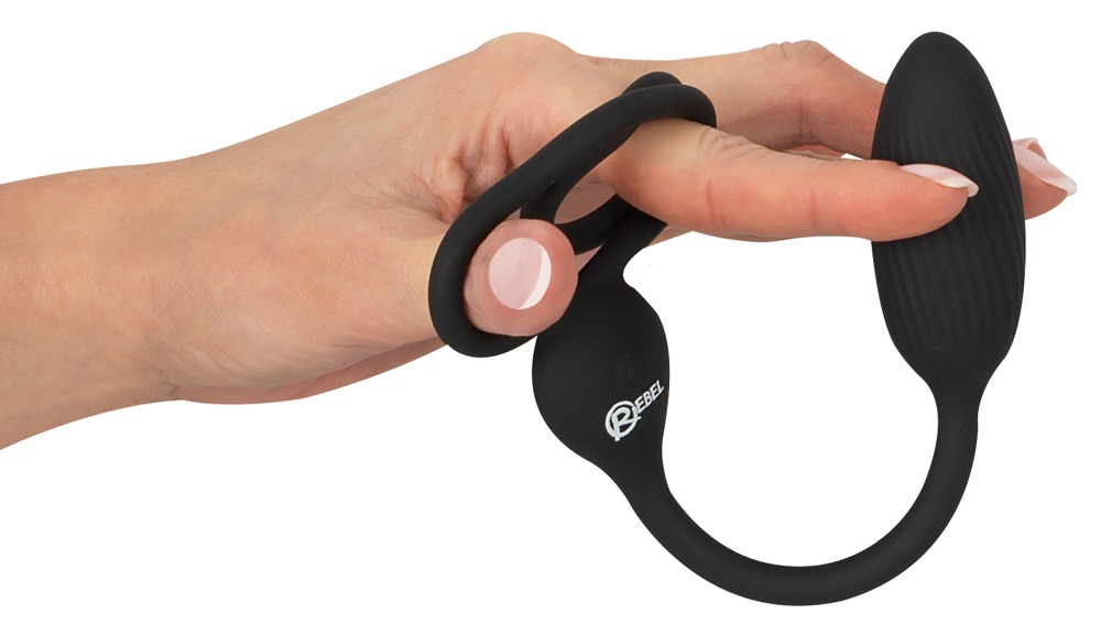 Inel Vibrator Penis Testicule Barbati Rebel Cock and Ball Ring with RC Butt Plug [4]