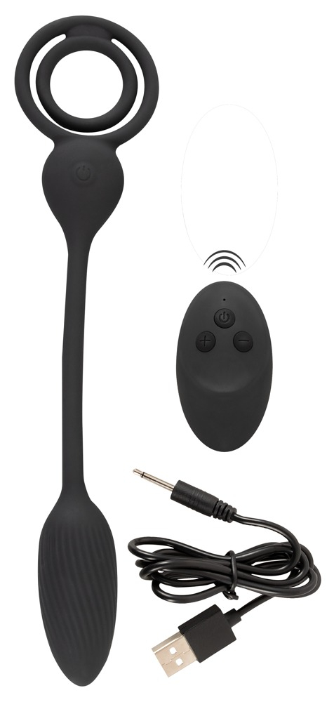 Inel Vibrator Penis Testicule Barbati Rebel Cock and Ball Ring with RC Butt Plug [7]