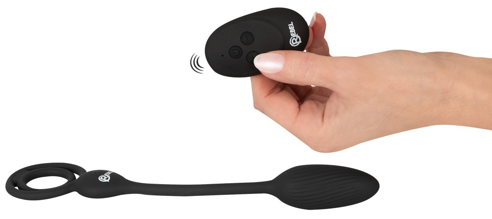 Inel Vibrator Penis Testicule Barbati Rebel Cock and Ball Ring with RC Butt Plug [5]
