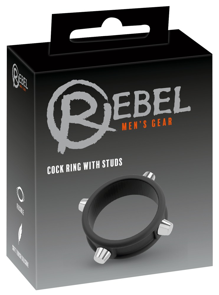 Inel Vibrator Penis Testicule Rebel Cock Ring with Studs [8]