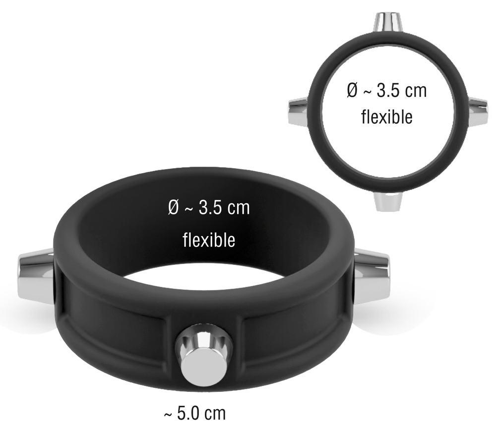 Inel Vibrator Penis Testicule Rebel Cock Ring with Studs [7]