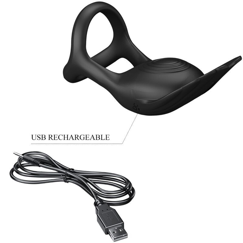 Inel Vibrator Pretty Love Vibrant Penis Ring 7 Vibrations Black Silicone [8]