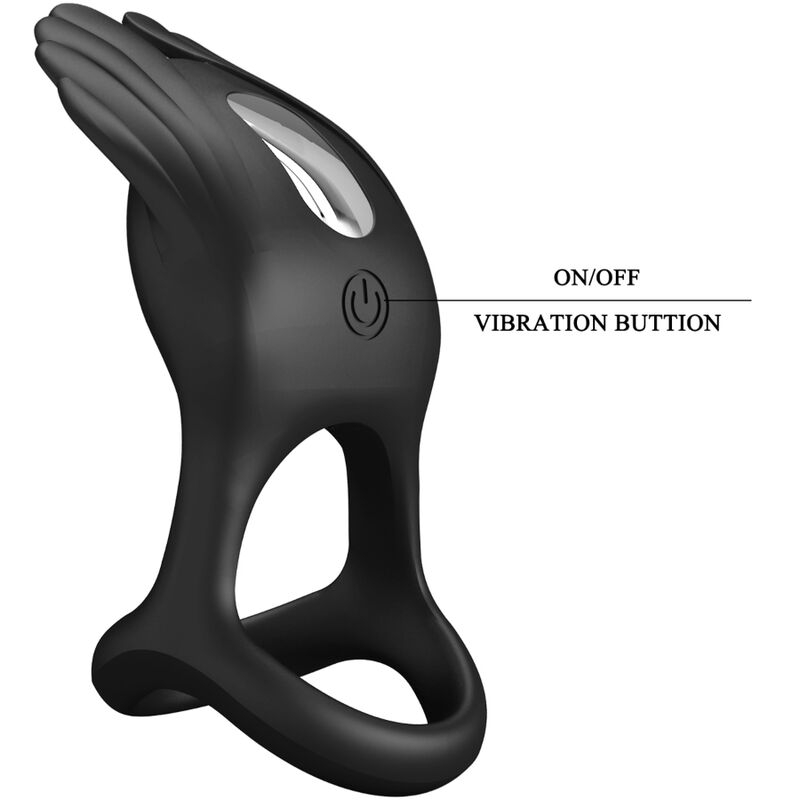 Inel Vibrator Pretty Love Vibrant Penis Ring 7 Vibrations Black Silicone [6]