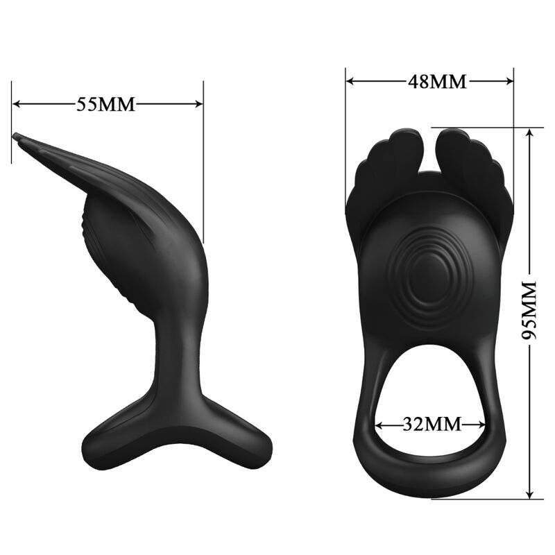Inel Vibrator Pretty Love Vibrant Penis Ring 7 Vibrations Black Silicone [7]