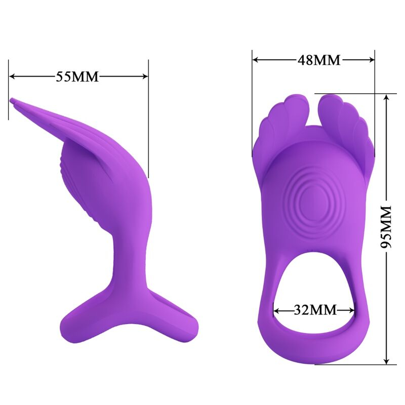 Inel Vibrator Pretty Love Vibrant Penis Ring 7 Vibrations Purple Silicone [6]