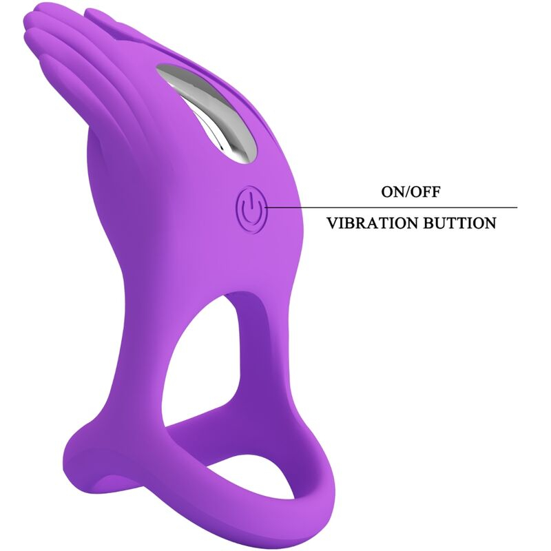 Inel Vibrator Pretty Love Vibrant Penis Ring 7 Vibrations Purple Silicone [3]