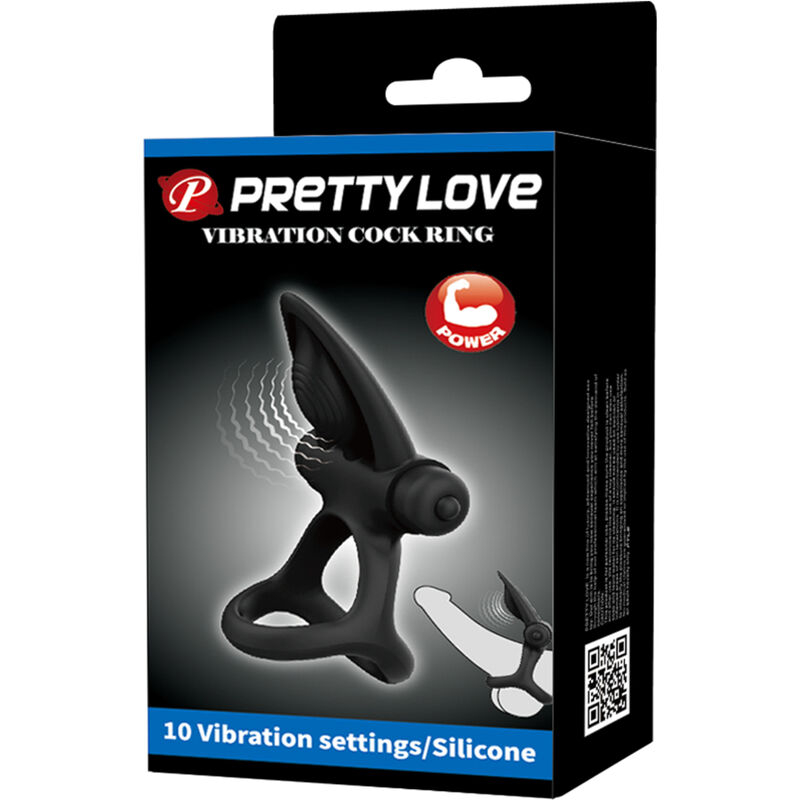 Inel Vibrator Pretty Love Vibrating Ring 10 Vibrations Black Silicone [5]