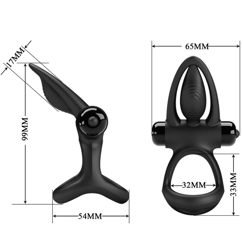 Inel Vibrator Pretty Love Vibrating Ring 10 Vibrations Black Silicone [3]
