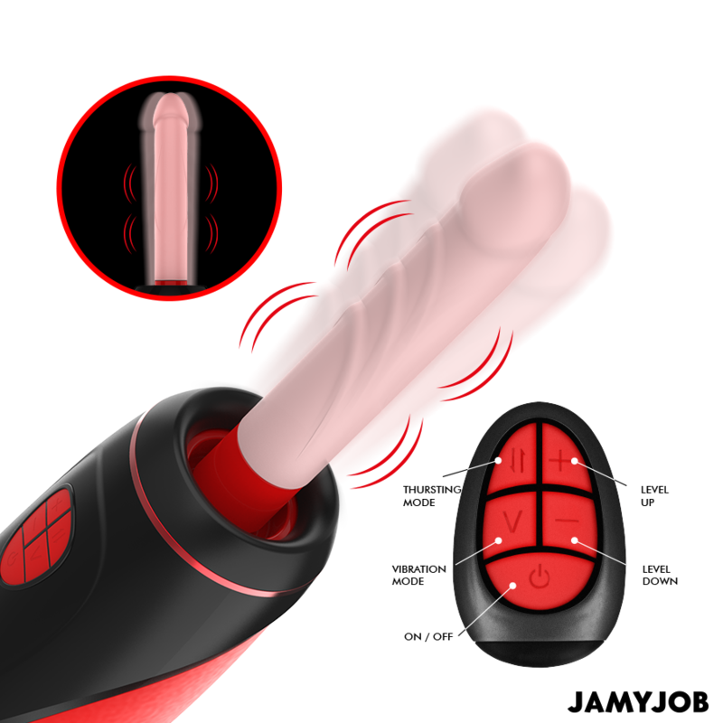 Masturbator Vibratie Dildo Jamyjob Pyston base automatic masturbator with remote control dildo [1]