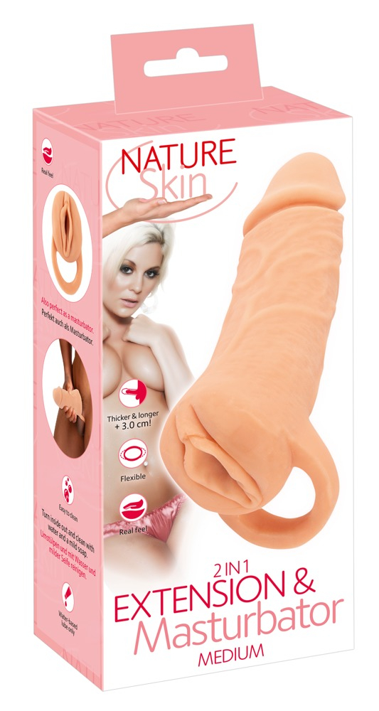Masturbator Extensie Penis Nature Skin 2in1 Extension + Masturbator [14]