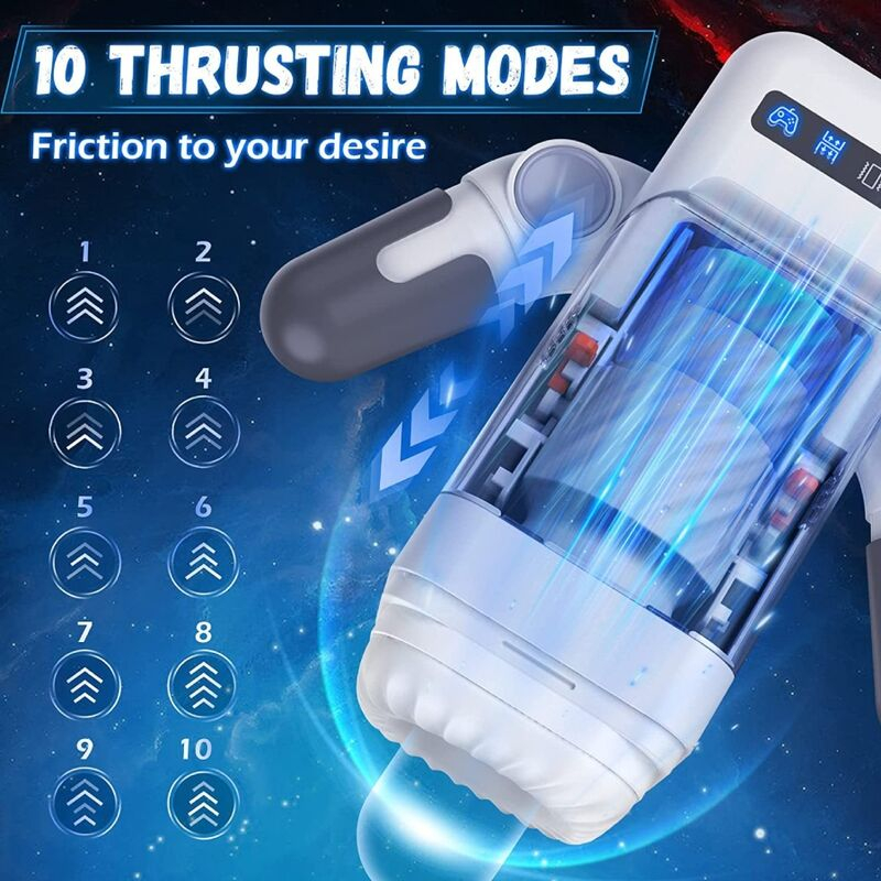 Masturbator Game Cup Thrusting Vibration Masturbator With Heating Function and Mobile Support Negru [5]