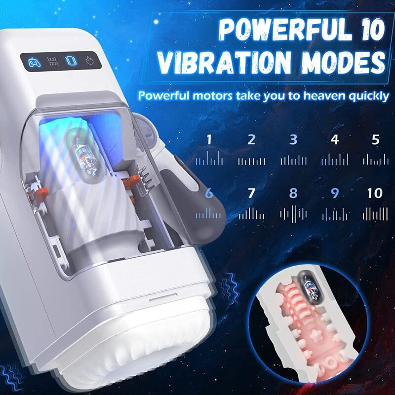 Masturbator Game Cup Thrusting Vibration Masturbator With Heating Function and Mobile Support Negru [7]