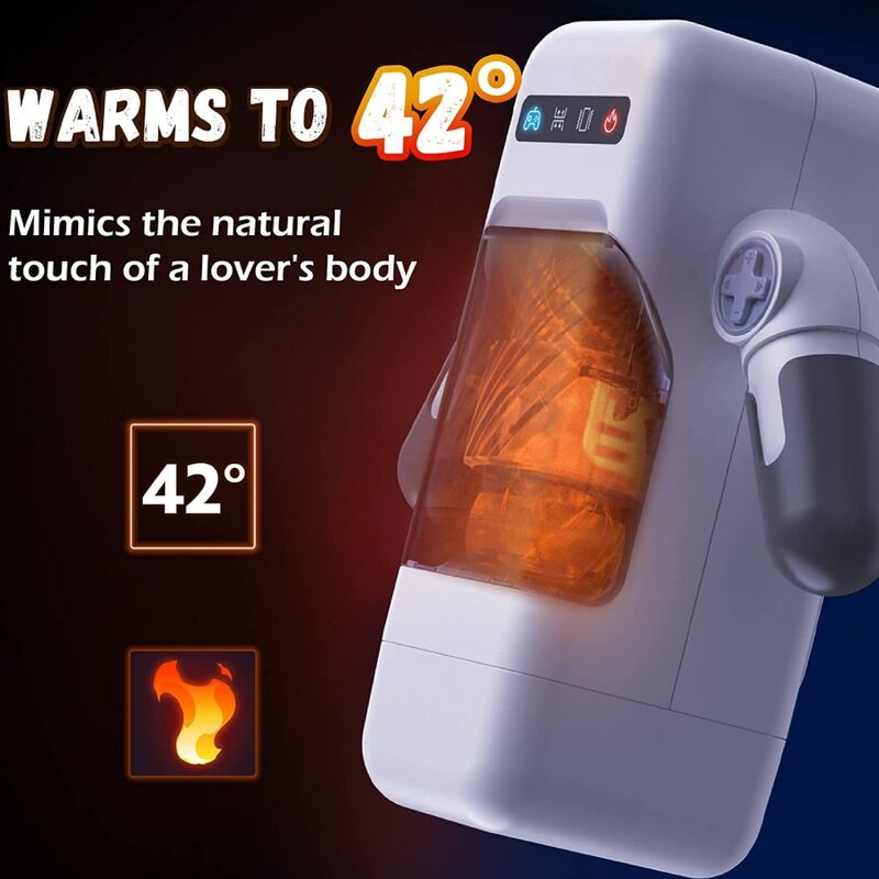Masturbator Game Cup Thrusting Vibration Masturbator With Heating Function and Mobile Support Negru [13]