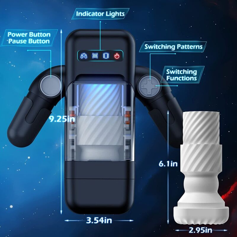 Masturbator Game Cup Thrusting Vibration Masturbator With Heating Function and Mobile Support Negru [12]