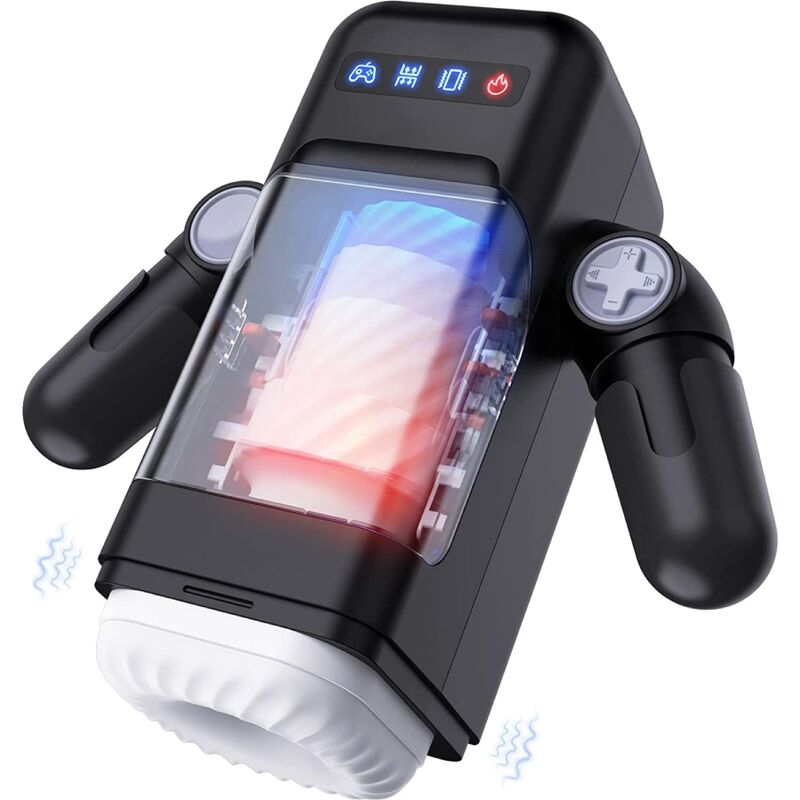Masturbator Game Cup Thrusting Vibration Masturbator With Heating Function and Mobile Support Negru [3]
