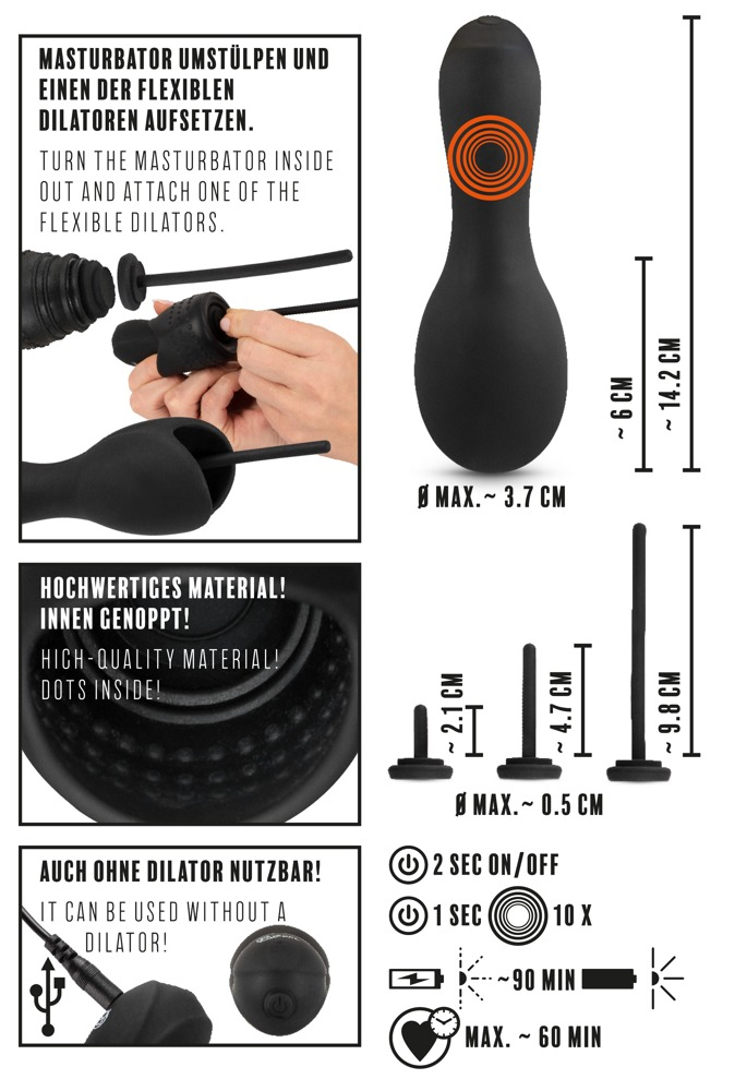 Masturbator Vibratii Penis Rebel Glans Vibrator with 3 attachable Dilators [6]