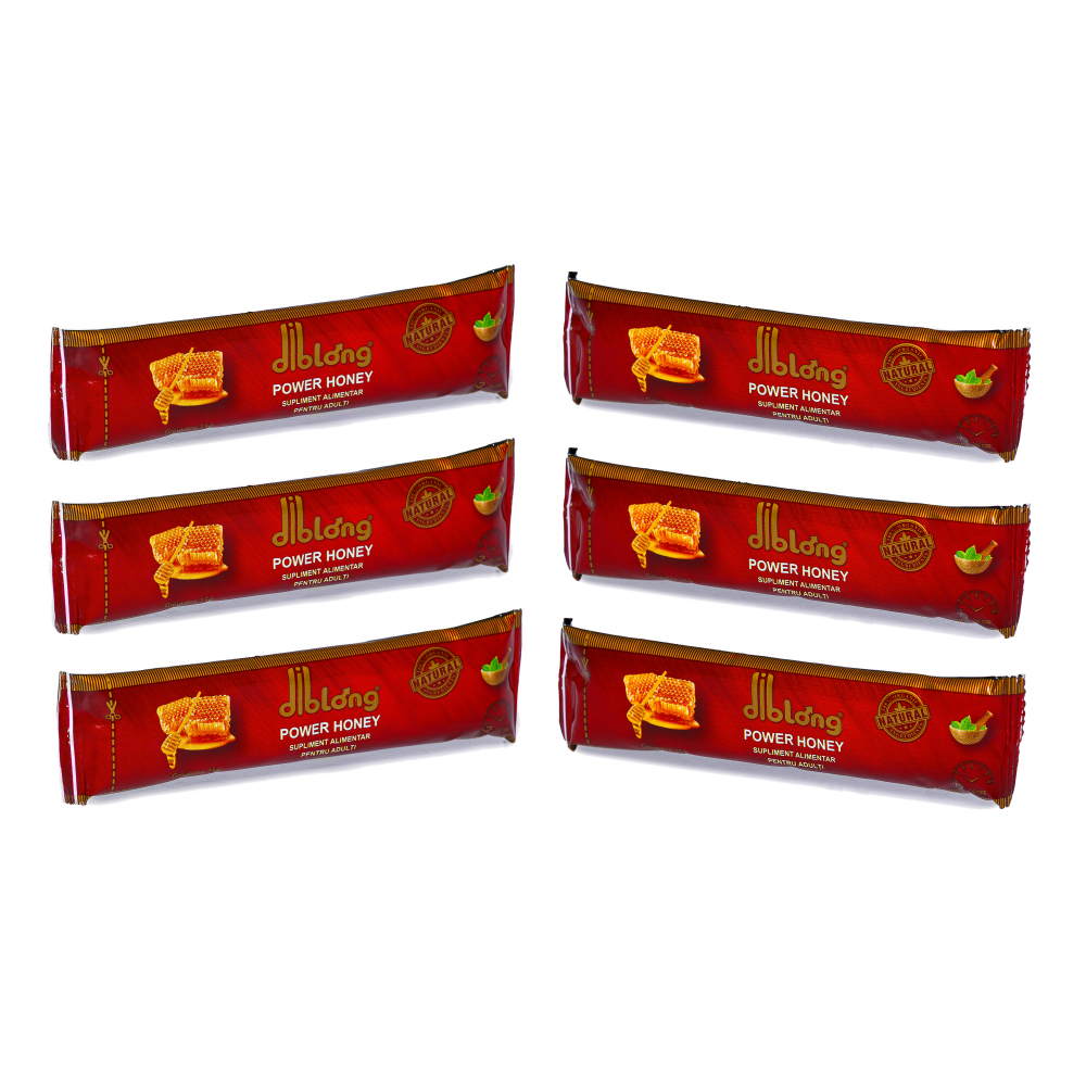 Miere Afrodisiac Premium Concentrat Crestere Libidou Erectie Anti Ejaculare Precoce Potenta Unisex Diblong Power Honey  100% Natural Set 6 Plicuri X 15 g [1]