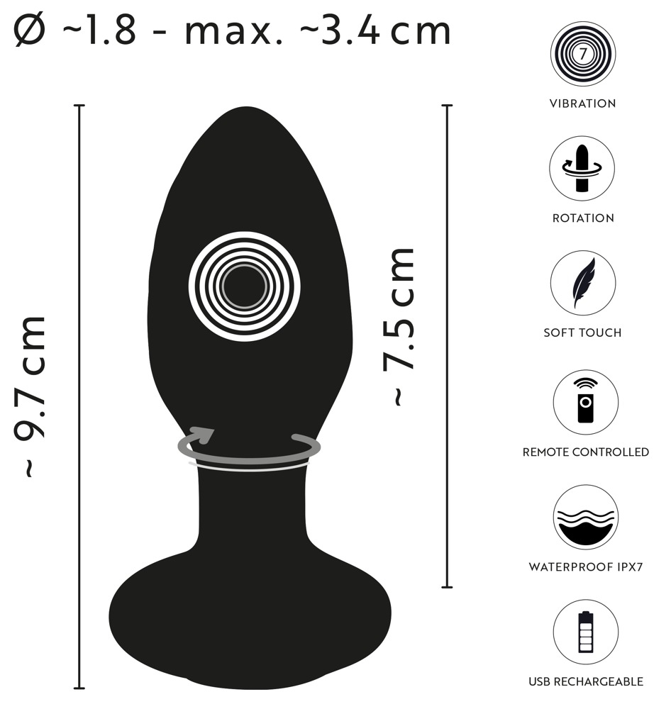Plug Vibrator Anal ANOS RC Rotating Butt Plug [9]