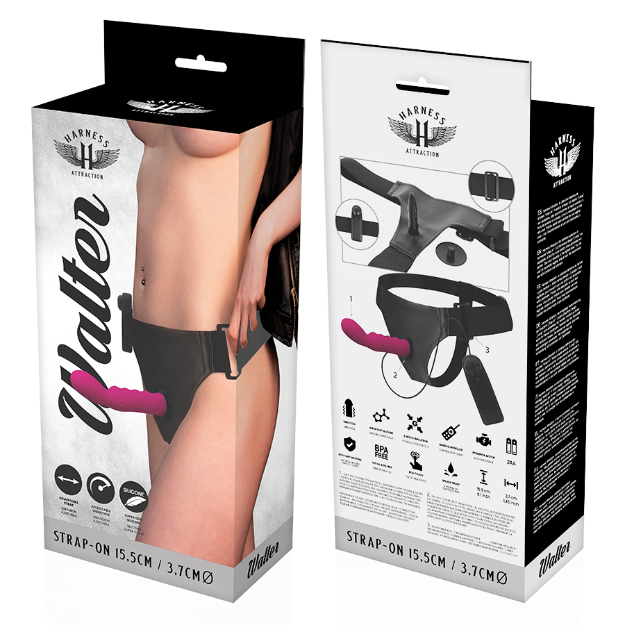 Strapon Harness Attraction Rnes Walter With Vibration 15.5 X 3.7 Cm [7]