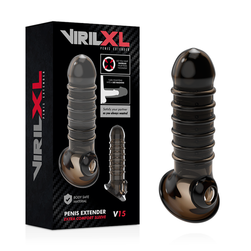 Prelungitor Penis Virilxl Liquid Silicone V15 Negru Penis Extension [8]