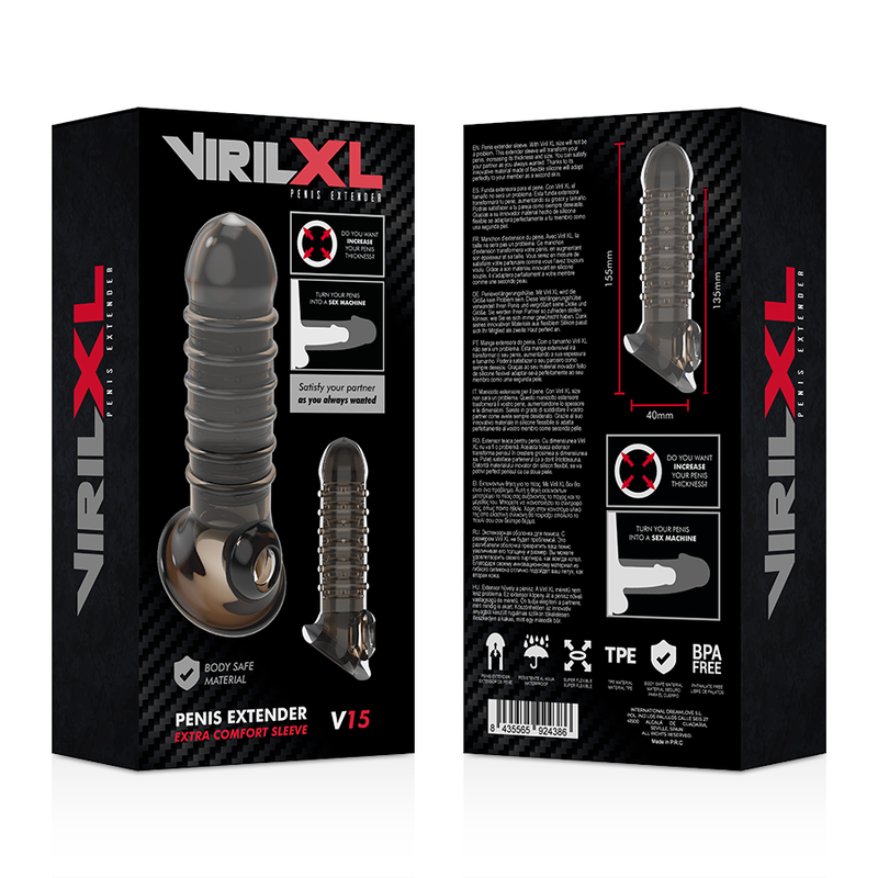 Prelungitor Penis Virilxl Liquid Silicone V15 Negru Penis Extension [9]