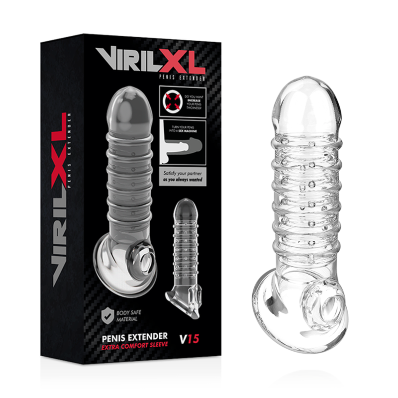 Prelungitor Penis Virilxl Liquid Silicone V15 Transparent Penis Extension [8]