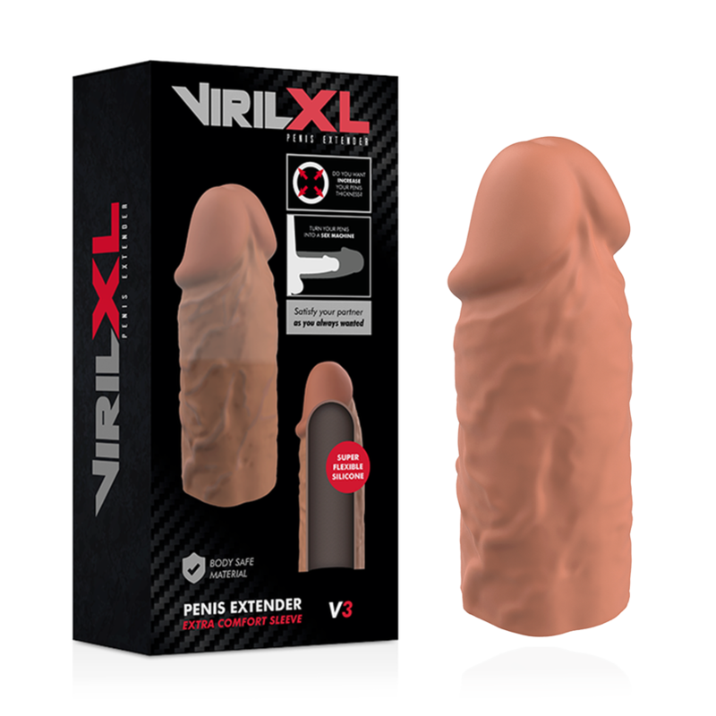 Prelungitor Penis Virilxl Liquid Silicone V3 Brown Penis Extension [8]