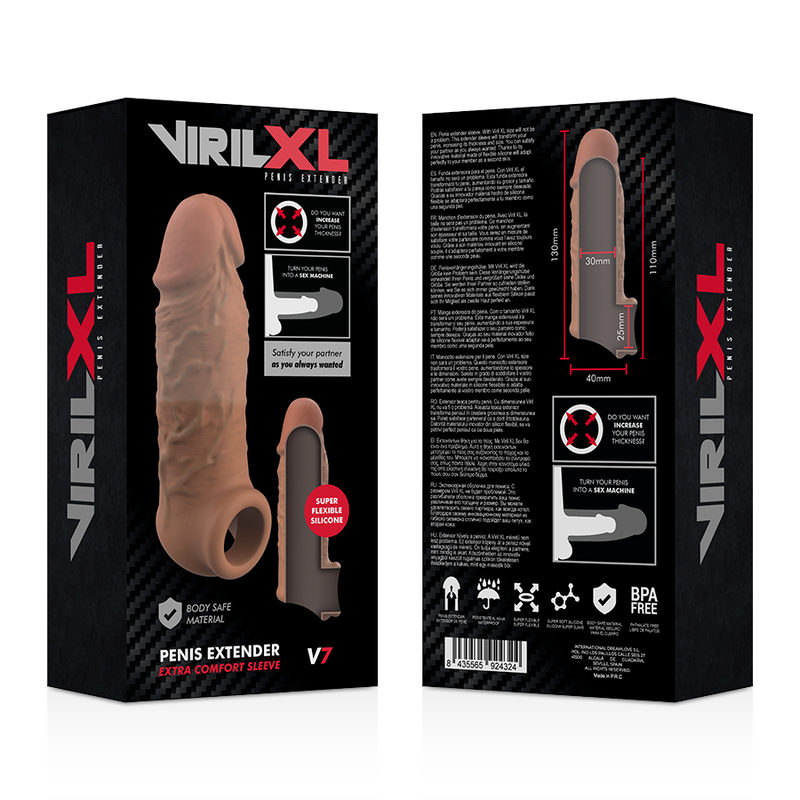 Prelungitor Penis Virilxl Liquid Silicone V7 Brown Penis Extension [8]