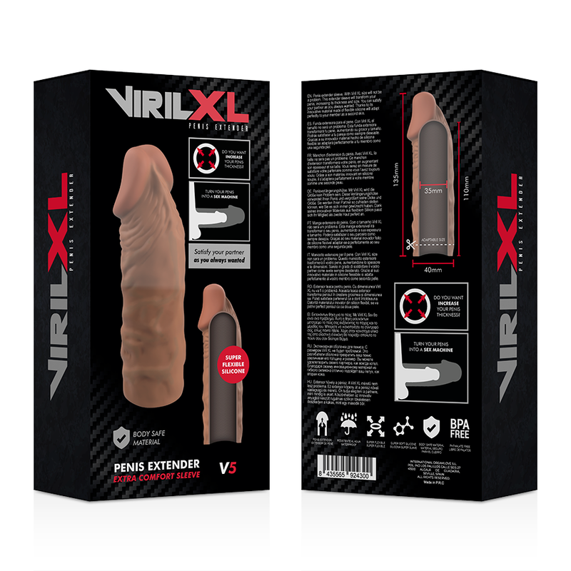 Prelungitor Penis Virilxl Liquid Silicone V5 Brown Penis Extension [8]