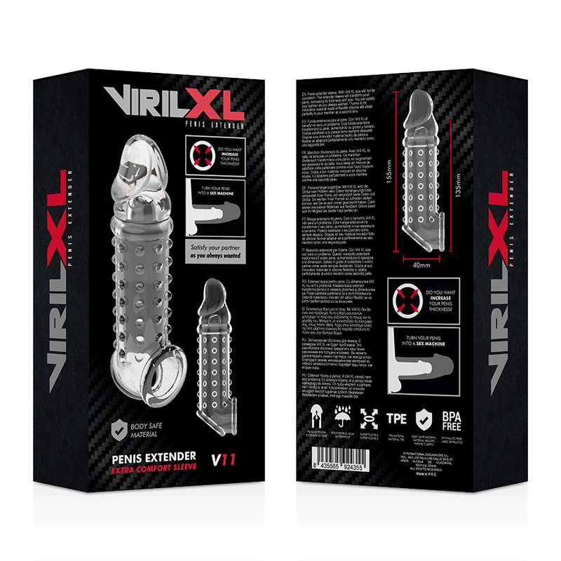 Prelungitor Penis Virilxl Liquid Silicone V11 Transparent Penis Extension [8]