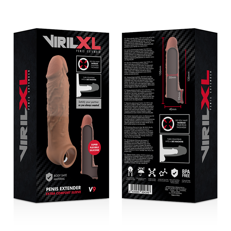 Prelungitor Penis Virilxl Liquid Silicone V9 Brown Penis Extension [9]