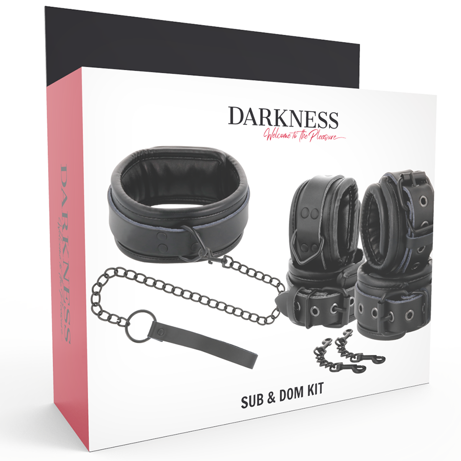 Set Darkness Black Leather Handcuffs And Collar [6]