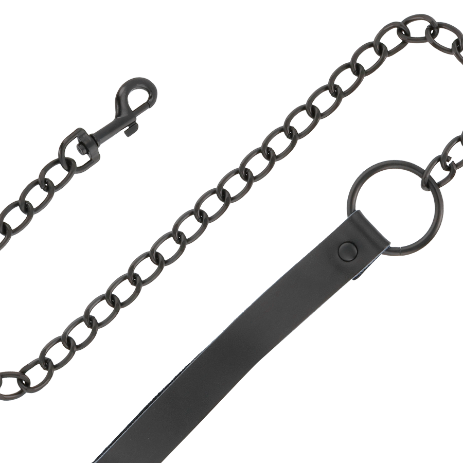 Set Darkness Black Leather Handcuffs And Collar [10]