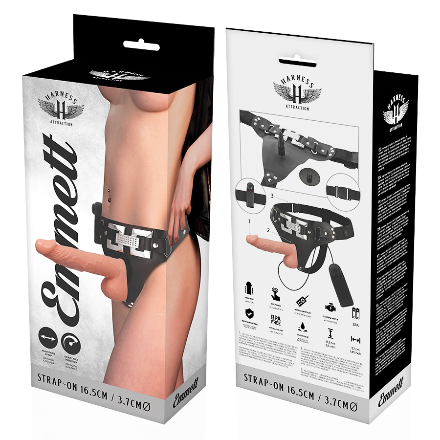 Strapon Harness Attraction Rnes Emmett Realistic Vibrator 16.5 x 3.7cm [7]