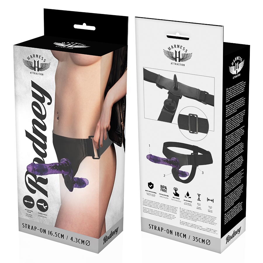Strapon Harness Attraction Rodney Double Penetraci N With Vibration 18 x 3.5cm [6]