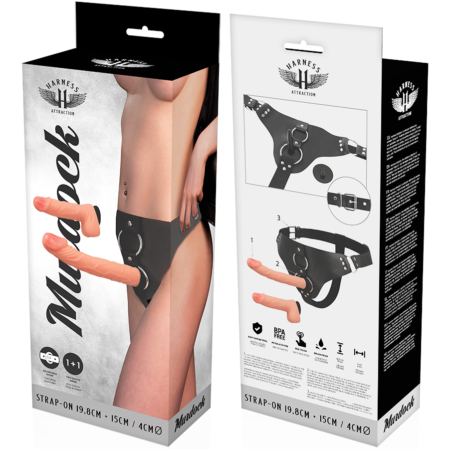 Strapon Harness Attraction Rnes Murdock 19.8cm & 15cm [7]