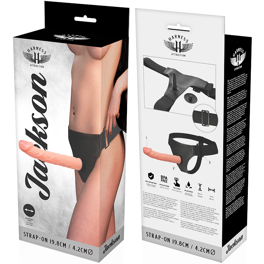 Strapon Harness Attraction Rnes Jackson Realistic Vibrator 19.8 x 4.2cm [6]