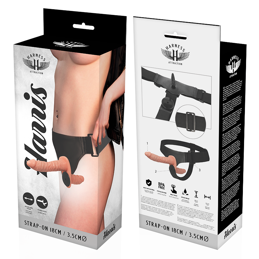 Strapon Harness Attraction Harris Double Penetraci N With Vibration 18 x 3.5cm [6]