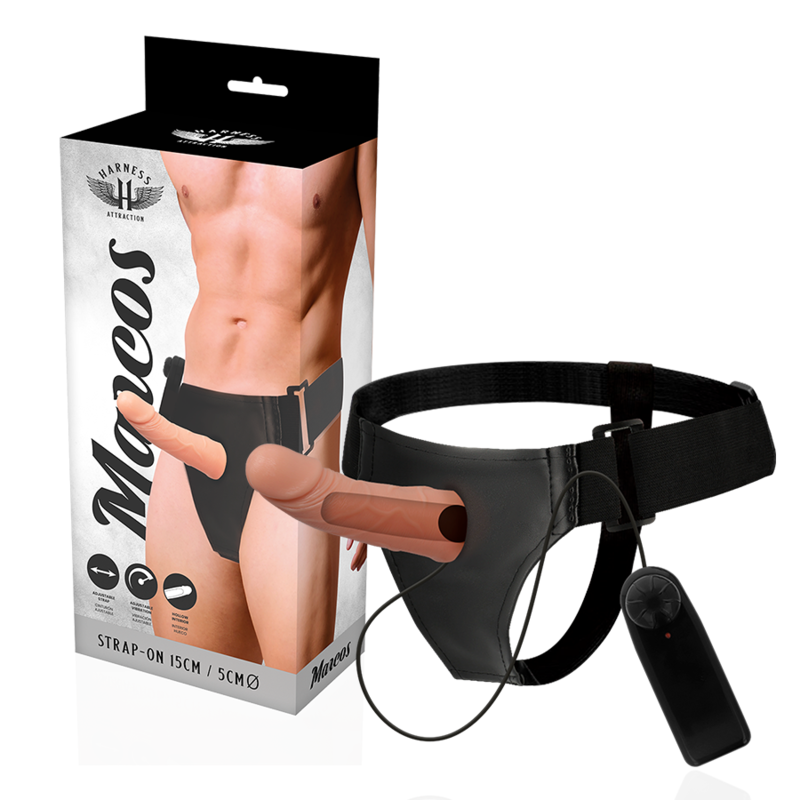 Strapon Harness Attraction Rnes Hollow Frames With Vibrator 15 x 5cm [7]