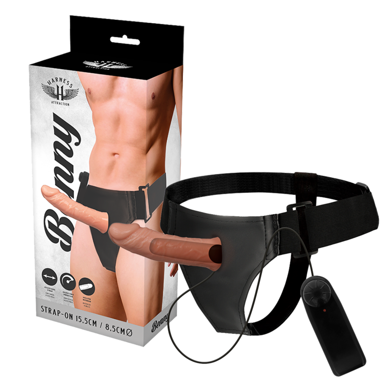 Strapon Harness Attraction Rnes Hollow Benny Vibrator 15 x 4.5cm [6]