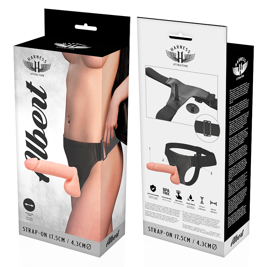 Strapon Harness Attraction Rnes Albert Realistic 17.5 X 4.3cm [2]