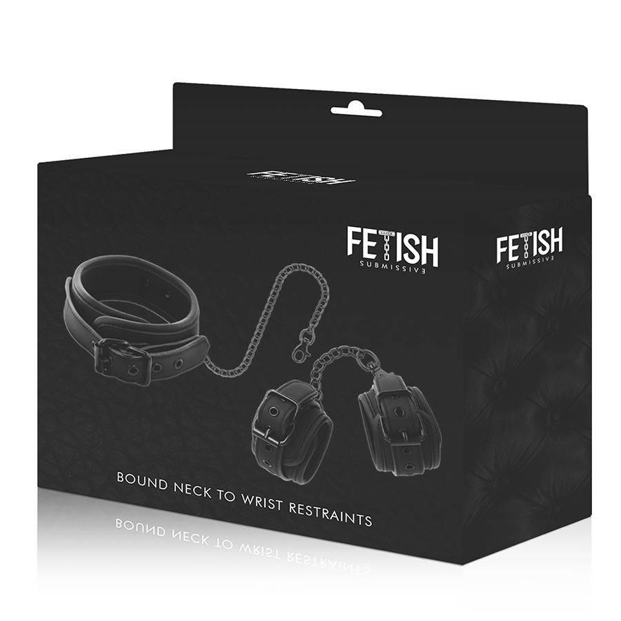 Set Catuse Zgarda Fetish Submissive Bondage Vegan leather necklace and handcuffs with noprene lining [2]
