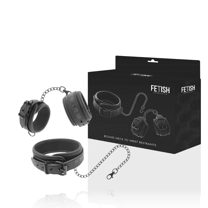 Set Catuse Zgarda Fetish Submissive Bondage Vegan leather necklace and handcuffs with noprene lining [9]