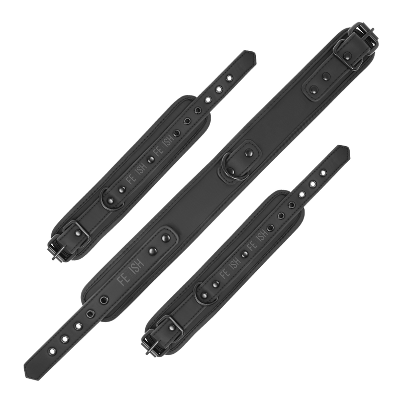 Set Catuse Zgarda Fetish Submissive Bondage Vegan leather necklace and handcuffs with noprene lining [5]