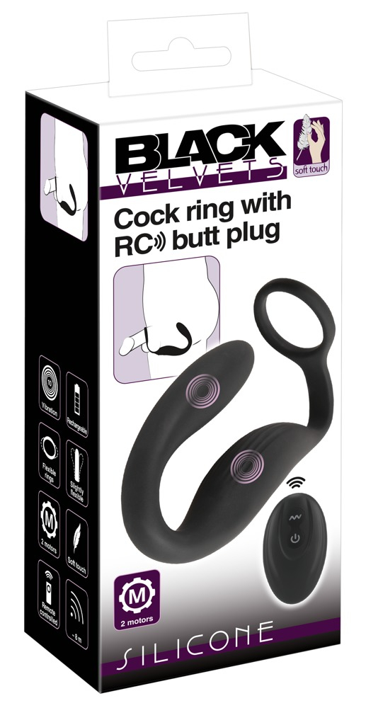 Vibrator Black Velvets Cock ring with RC butt plug [12]