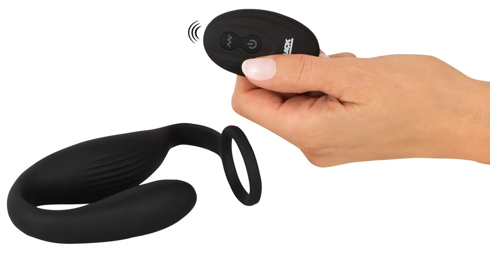 Vibrator Black Velvets Cock ring with RC butt plug [4]
